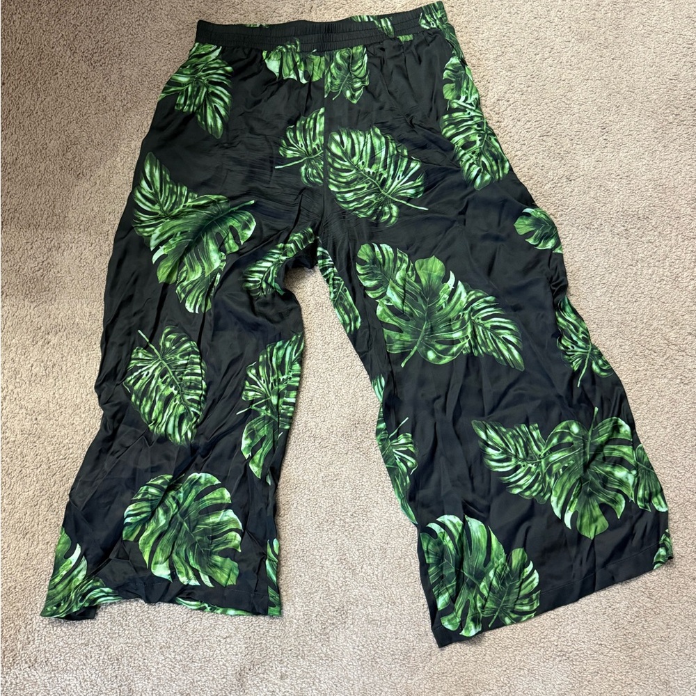 L'AGENCE Black and Green Wide Leg Pants